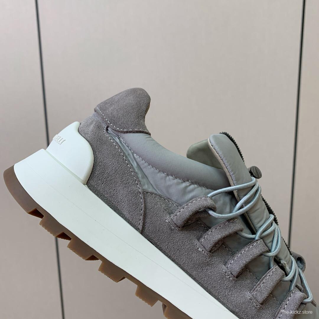 2025 Unisex Brunello Cucinelli Grey Beige Suede Leather Sneakers LY
