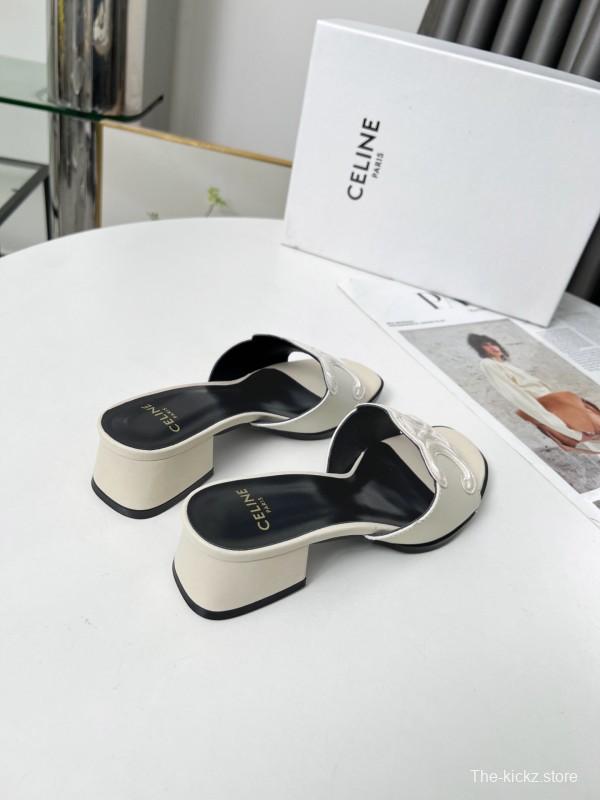 2025 Women Celine White Leather Sandals