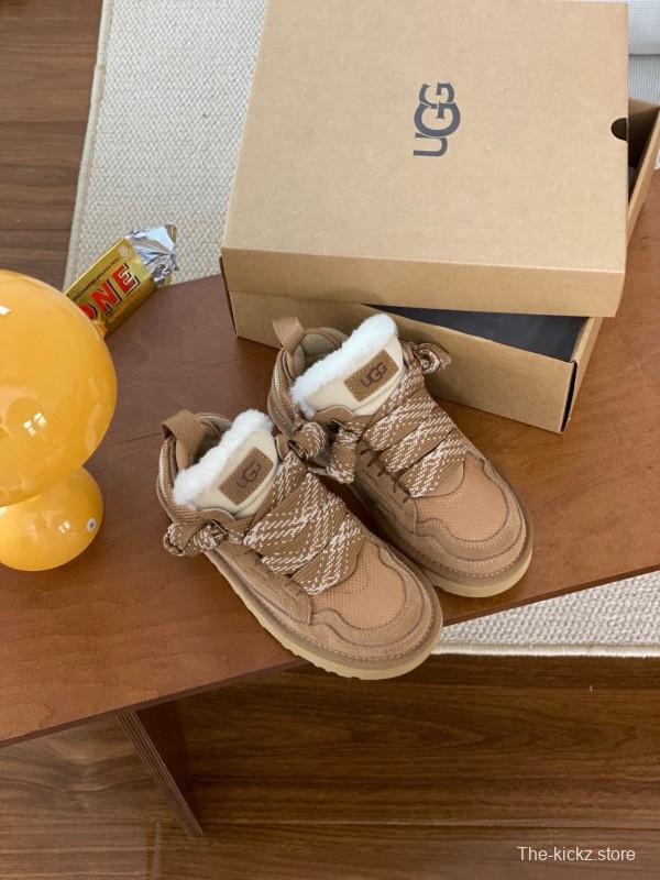 2024 Kids UGG Beige Suede Sheepskin Sneaker