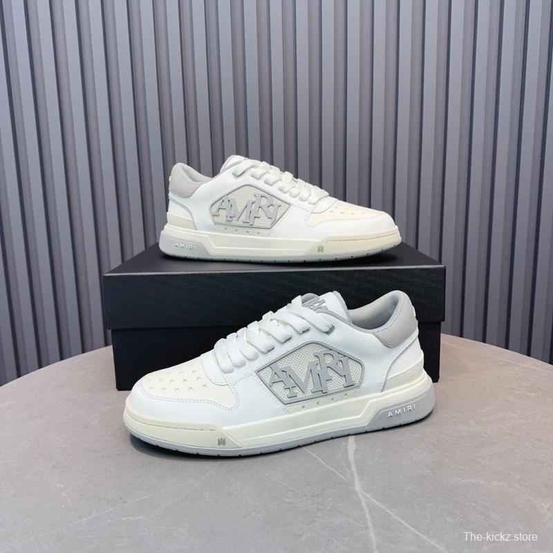 2025 Unisex Amiri White Grey Leather Sneakers MJ00360