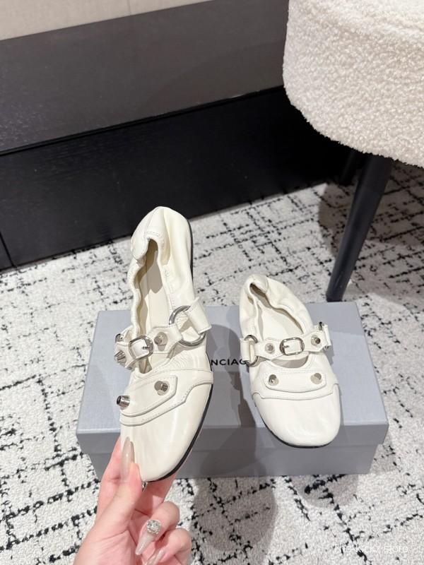 BALENCIAGA Cagole Metal Studs Ballet Flats - KFY00300