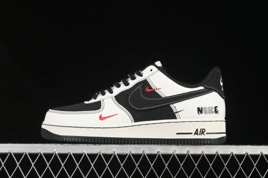 Nike Air Force 1'07 Low Black White Triple Swoosh Casual Sneakers - SC9207-537