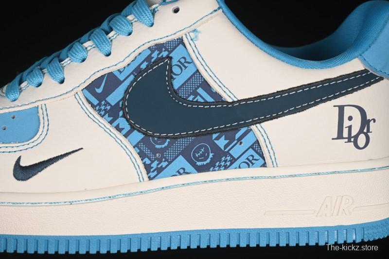 Nike Air Force 1 '07 Low Dior Collaboration Stone Blue Low-Top Casual Sneakers - KK1988-088