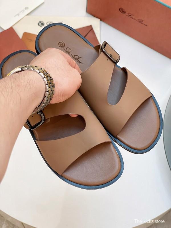 2025 Men Loro Piana Brown Leather Slippers AS00250