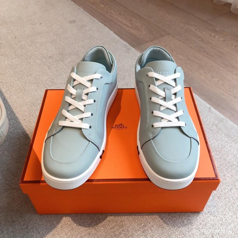 2025 Men Hermes Gray Leather Sneakers Casual AS00380