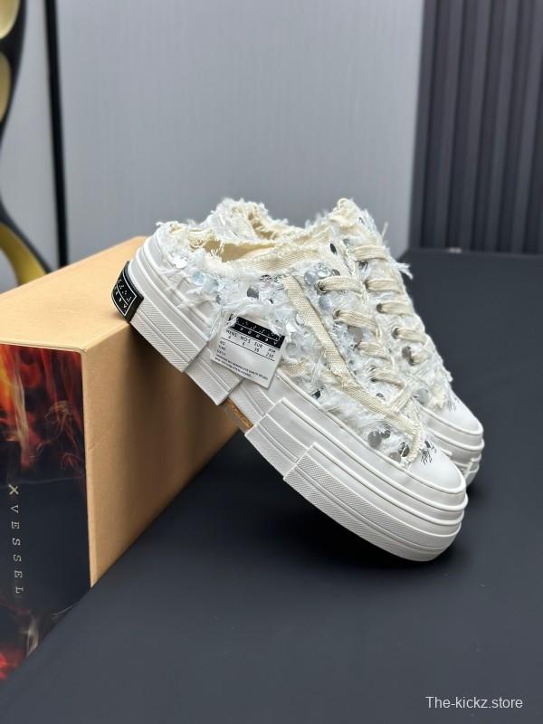 2025 Unisex XVESSEL White Canvas Plimsolls Vulcanized AS00260