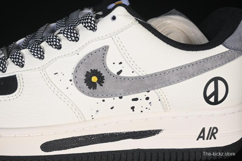 Nike Air Force 1 '07 Low G-Dragon Collaboration Daisy Beige Black Grey Casual Sneakers - QW5606-265