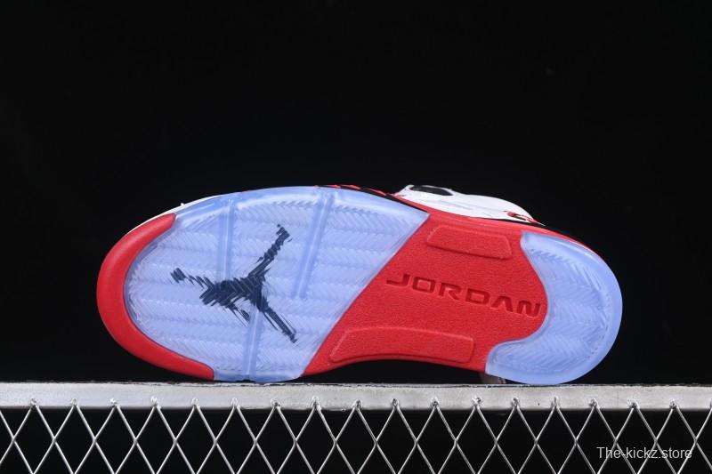 Nike Air Jordan 5 Retro Fire Red Black Tongue Basketball Shoes - HQ7978-101