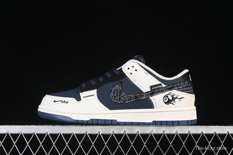 Nike SB Dunk Low Stussy Collaboration Light Grey Black 8th Anniversary Custom Low-Top Casual Skate Shoes - SR2025-001