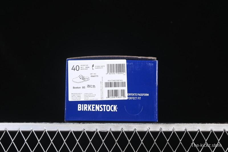 Birkenstock Sandals Series with Soft Leather Upper and Cork Rubber Midsole - Red Wine