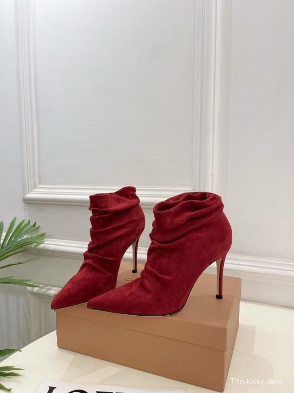 Gianvito Rossi Fall/Winter 2025 GR Pointed Toe Retro Pleated High Heel Ankle Boots - KFY00340