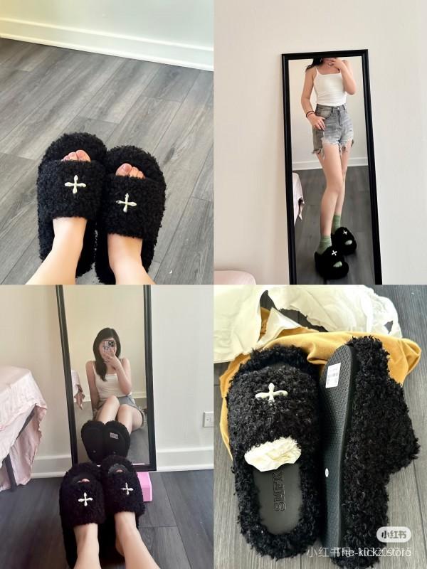 SMFK 2025/SS Fur Mule Sandals Latest Popular Cross Pattern - KFY00230