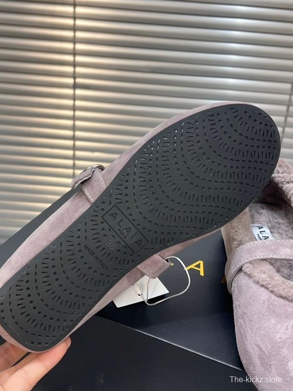 Alaia Fall/Winter 2025 Wool Mary Jane Ballet Flats - KFY00310