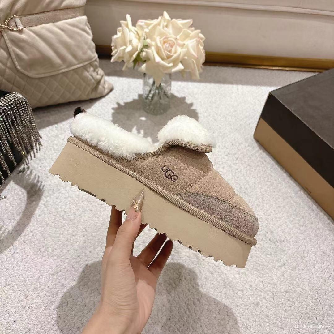 UGG 2025SS Michelin Caterpillar Slippers with Turned Fur Collar - LY00