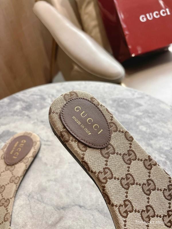 Gucci 2025/SS Leather Mule Sandals with Light Gold Horsebit Detail - LY00280