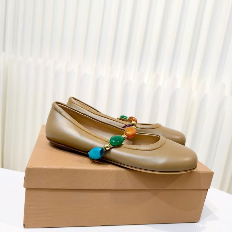 Gianvito Rossi Bohemian Style Turquoise Flat Ballet Shoes - LY00320