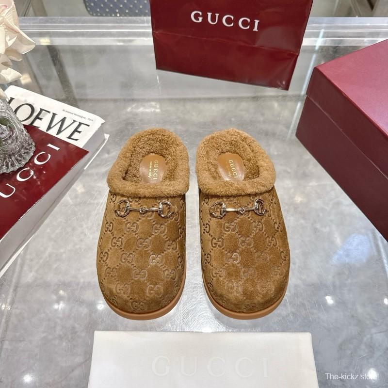 Gucci 2025 SS Autumn Winter New Suede Leather Horsebit Detail Women Wool Loafers - LY00260