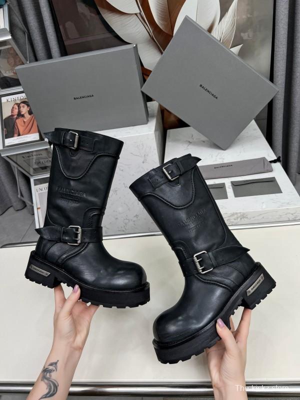 Banciga Paris 25FW Venom Mid-Calf Boots Punk Motorcycle Style with Buckle and Thick Sole - LY00480