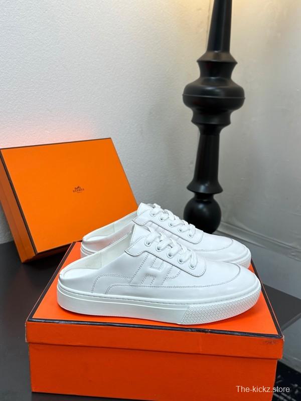 Hermès Deep Series Couple White Sneakers Casual Skate Shoes - AS00320