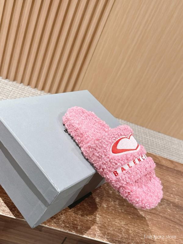 Balenciaga 2025 SS Qixi Limited Series Letter Embroidery Platform Shearling Slippers - AS00200