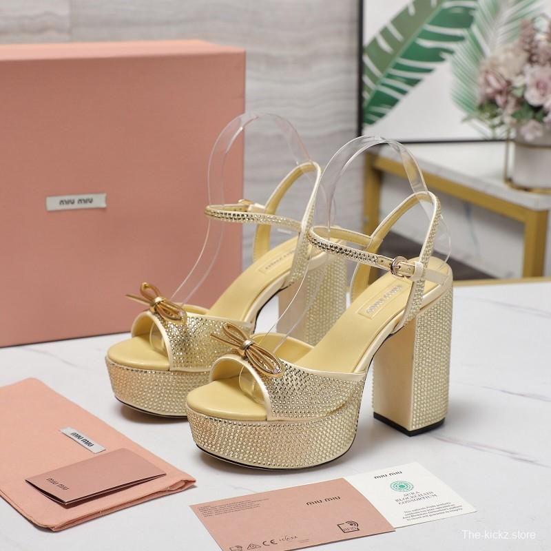 MIUMIU Bling Bling Swarovski Crystal Sandals with 11.5cm Heel - KFY00340