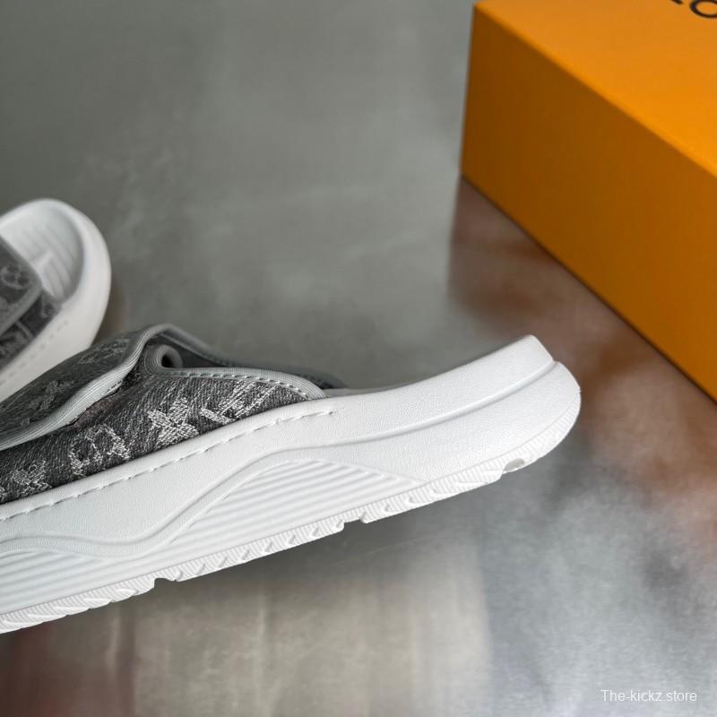 Louis Vuitton Miami Mule Slippers with Hook and Loop Fastener - YC