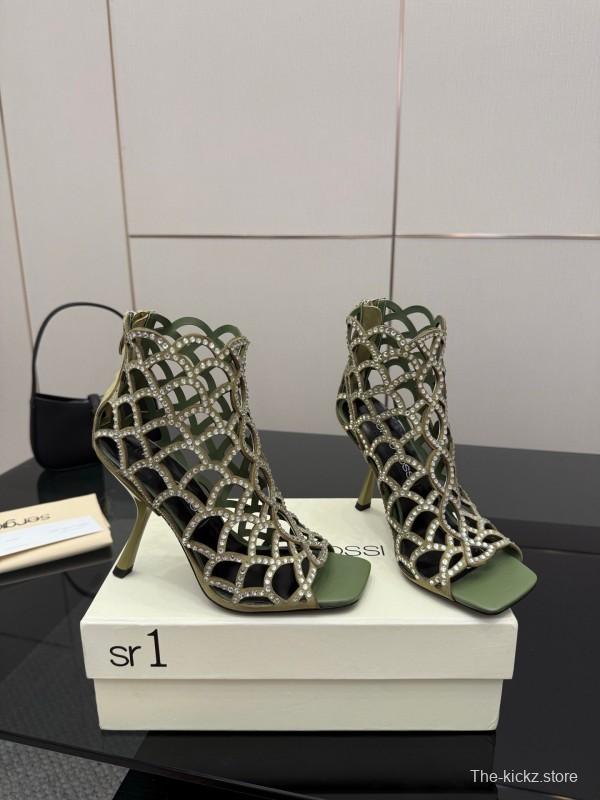 Sergio Rossi Mermaid Sandals 2025 SS Collection Elegant Fishnet High Heels - KFY00470